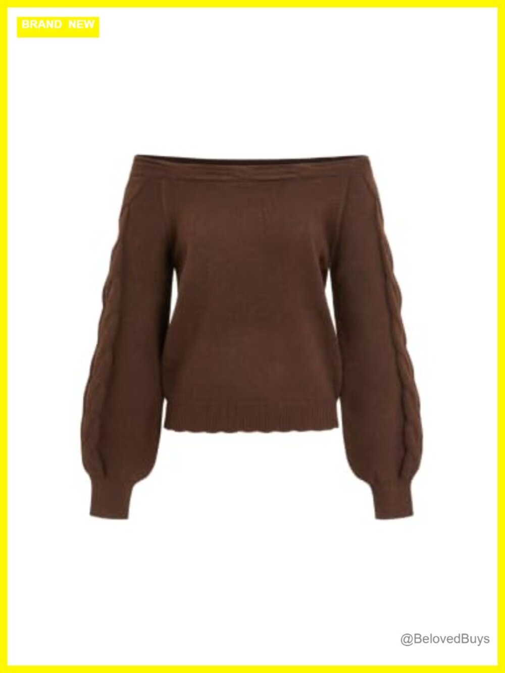 Off the Shoulder Cable Knit Cropped Sweater Loose Fit Pullover